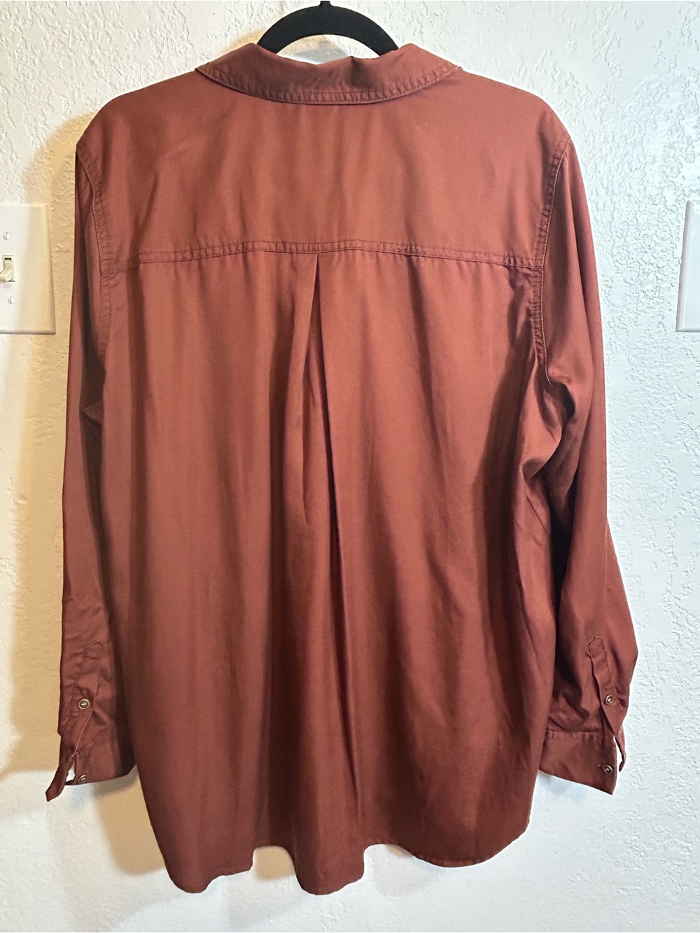 Westbound Brown Solid Lyocell Woven Button-Up Collared Shirt Pockets XL - Picture 5 of 6